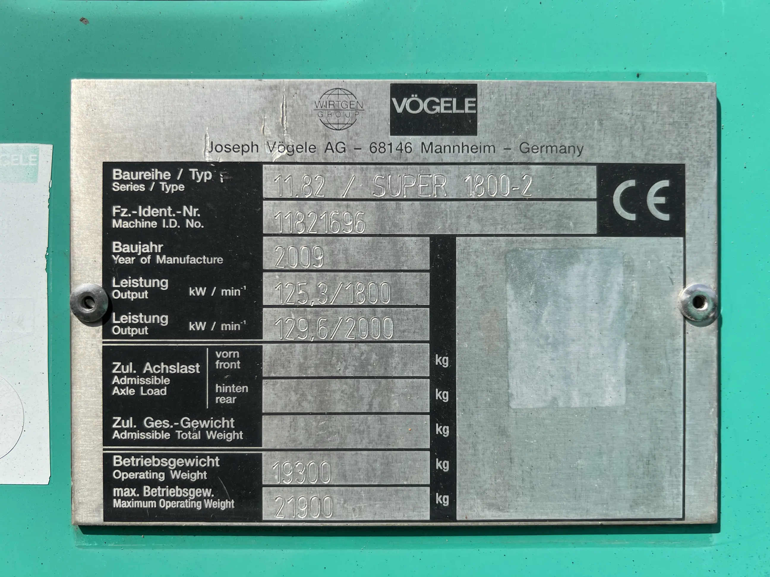 VOGELE SUPER 1800-2 Smitma